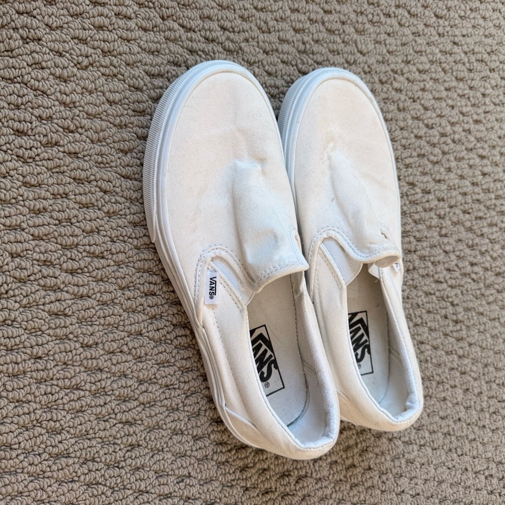 Vans Classic White Canvas Slip-Ons